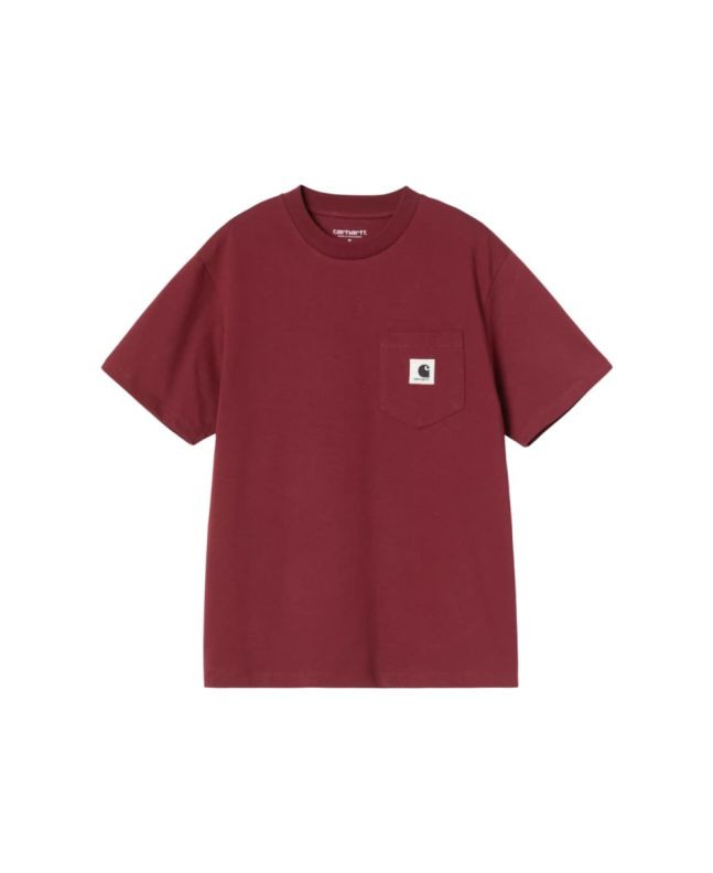 Camiseta de manga corta Carhartt WIP Women's Pocket T-Shirt color rojo marsala para mujer