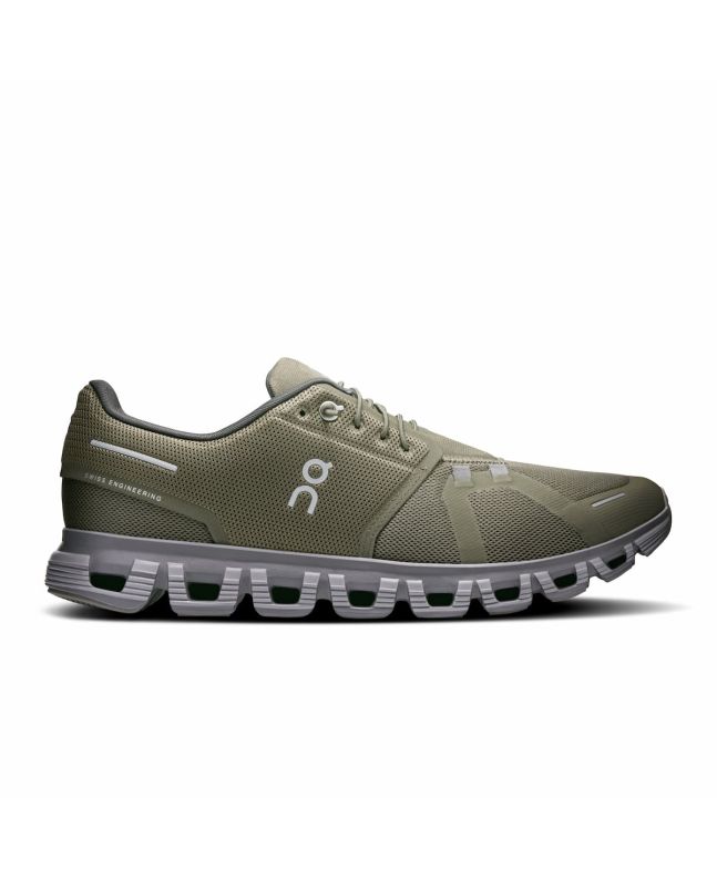 Zapatillas On Running Cloud 6 color verde oliva y gris eclipse para hombre