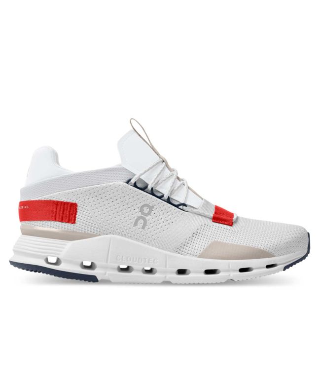 Zapatillas On Running Cloudnova blancas y rojas para hombre 