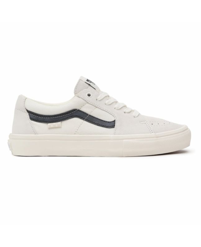 Zapatillas de Skateboard Vans SK8-Low Marshmallow Raven blancas con banda lateral gris para hombre