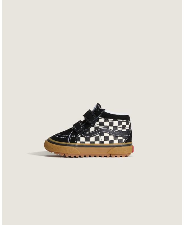 Zapatillas Vans impermeables Vans TD MTE SK8-Mid Reissue con velcro y estampado damero negro y blanco para niño/a 1-4 años