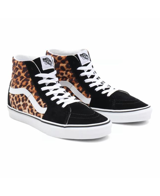 Zapatillas de caña alta Vans SK8-Hi en color negro y blanco con estampado de leopardo