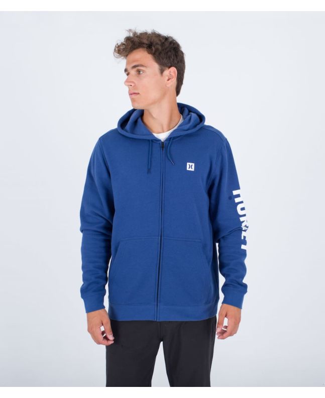 Hombre con Sudadera polar de capucha y cremallera Icon Boxed Azul