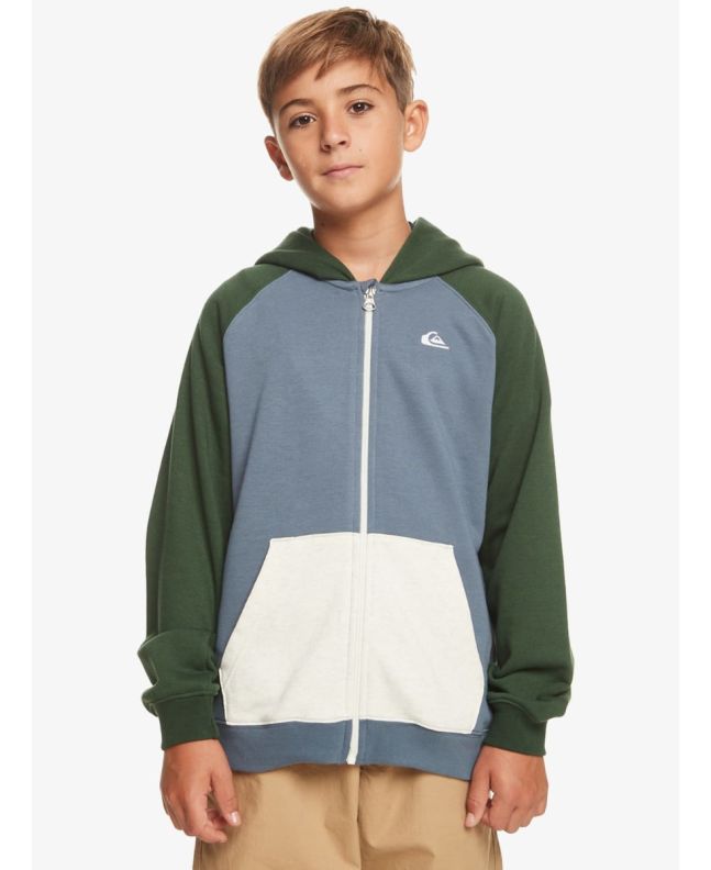Niño con Sudadera polar con capucha y cremallera Quiksilver Easy Day Youth Verde y Azul