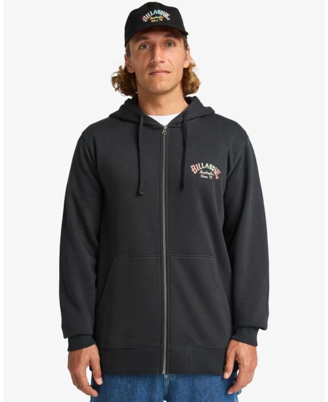 Hombre con sudadera de capucha tipo chaqueta Billabong Foundation Negra