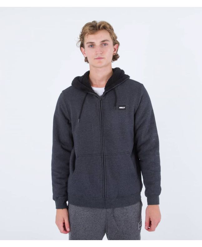 Hombre con Sudadera polar con capucha y cremallera Hurley Fastlane Burrito Gris