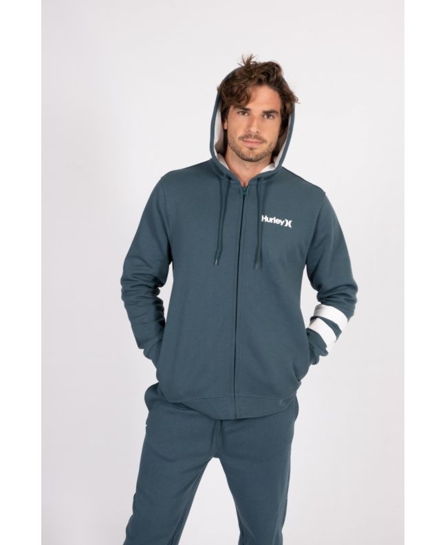 Hombre con sudadera de capucha y cremallera Hurley Oceancare One and Only azul