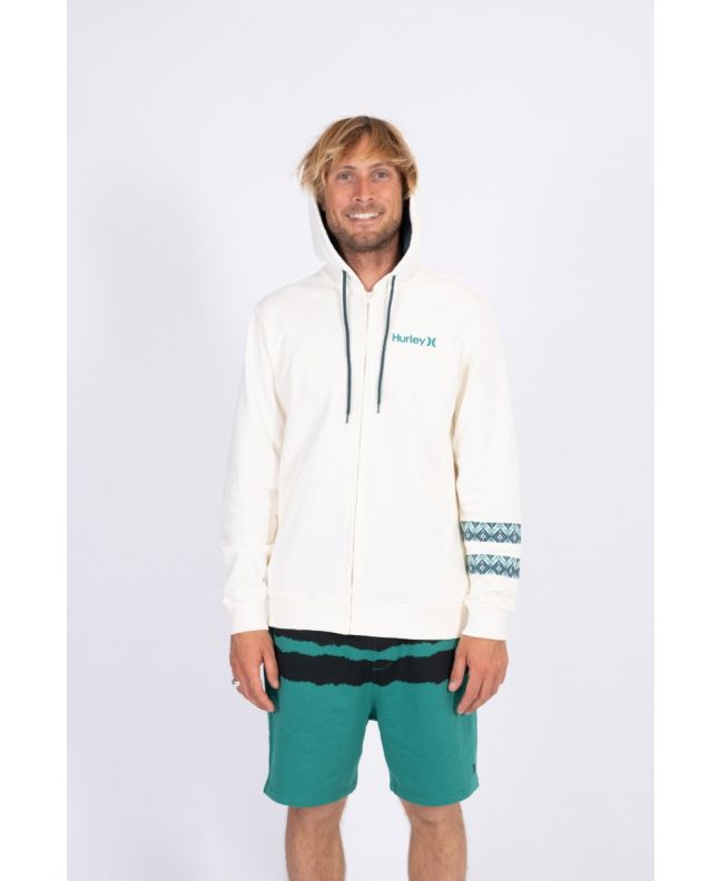 Sudadera con capucha y cremallera Hurley Oceancare Totem blanca para hombre