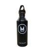 Botella de agua reutilizable Mizu x Mission negra Frontal