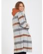 Mujer con abrigo Volcom Played gris multicolor derecha 2