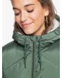 Mujer con Abrigo acolchado que repele agua Roxy Storm Warning verde cuello