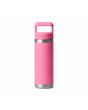 Botella de agua con pajita Yeti Rambler 18oz-532ml rosa posterior