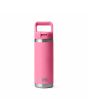 Botella de agua con pajita Yeti Rambler 18oz-532ml rosa 