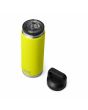Botella Termo Yeti Rambler 26oz con tapón Chug Cap Firefly Yellow abierta