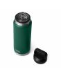 Botella termo Yeti Rambler 36oz/1,1L con tapa Chug hermética color verde Black Forest Green abierta