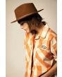 Mujer con Sobrecamisa Brixton Utopia naranja a cuadros bolsillos