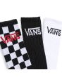 Calcetines altos Vans Classic Crew Negro-Checkerboard-Blanco 3 Pack para hombre bordado logo