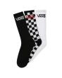Calcetines altos Vans Classic Crew Negro-Checkerboard-Blanco 3 Pack para hombre