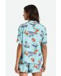 Mujer con camisa de manga corta Brixton Bunker Paradise azul posterior