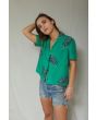 Mujer con camisa de manga corta Brixton Bunker Paradise Woven verde lateral