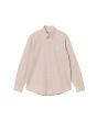 Camisa Carhartt WIP L/S Madison Shirt color beige con logo blanco cera para hombre