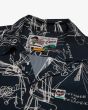 Camisa de manga corta Deus Ex Machina R.G Cato negra para hombre cuello abierto