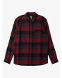 Camisa de franela orgánica Quiksilver Motherfly negra y roja a cuadros para hombre