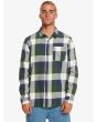 Hombre con camisa de franela Quiksilver Motherfly Azul Marino y Verde a cuadros