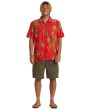 Hombre con Camisa de manga corta Quiksilver Bamboo DNA Island Roja ajuste regular