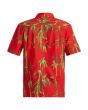 Camisa surfera de manga corta Quiksilver Bamboo DNA Island Roja para hombre posterior