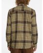 Hombre con camisa de manga larga de franela Volcom Caden Plaid caqui posterior