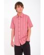 Hombre con Camisa de manga corta Volcom Newbar Stripe Washed Ruby corte clásico