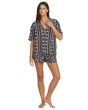 Mujer con Camisa de manga corta Volcom Sun Stunner Black Combo corte relajado boxy