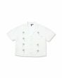 Camisa de manga corta Volcom Sun Stunner blanca con estampado palmeras para mujer