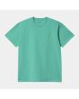 Camiseta de manga corta Carhartt WIP Chase S/S Turquesa con logo dorado para hombre