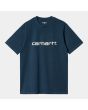 Camiseta de manga corta Carhartt WIP azul con el logo blanco para hombre