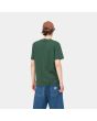 Hombre con camiseta de manga corta Carhartt WIP Script verde y blanca espalda