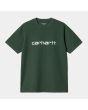 Camiseta de manga corta Carhartt WIP Script verde y blanca para hombre
