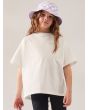 Niña con camiseta de manga corta extragrande Roxy Gone To California blanca frontal 