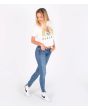Mujer con Camiseta de manga corta Hurley Le Tigre Cropeed Crew Marshmallow derecha