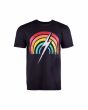 Camiseta orgánica de manga corta Lightning Bolt Rainbow Eco negra para hombre