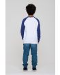 Niño con camiseta de manga larga Youth Eclipse Front Baseball Top blanco y azul marino posterior
