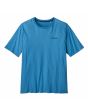 Camiseta orgánica de manga corta Patagonia P-6 Mission Organic Anacapa Blue Azul Cian para hombre serigrafiado logo