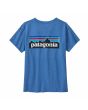 Camiseta de manga corta Patagonia Women's P-6 Logo Responsibili-tee Blue Bird para mujer gráfico posterior