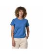 Mujer con camiseta de manga corta Patagonia Women's P-6 Logo Responsibili-tee Azul frontal