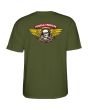 Camiseta de manga corta Powell Peralta Winged Ripper verde militar para hombre estampado espalda