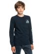 Niño con camiseta de Manga Larga Quiksilver Seaquest azul marino frontal