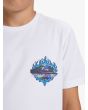 Niño con camiseta de manga corta Quiksilver Ev In Flames Blanca estampado logo en llamas pecho