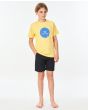Niño con camiseta de manga corta Rip Curl Corp Icon amarilla frontal