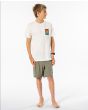 Niño con camiseta de manga corta Rip Curl Salt Water Culture Hazed blanca frontal